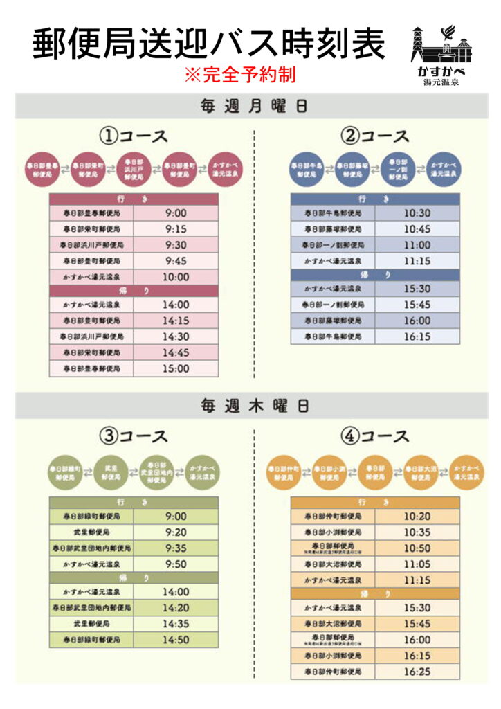 郵便局シャトルバスプラン時刻表